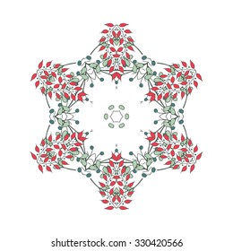 Gorgeous symmetrical patchwork pattern. Colorful floral ornament tiles. For different design uses, as wallpaper, pattern fills, web page background, surface textures for print and dalle production.