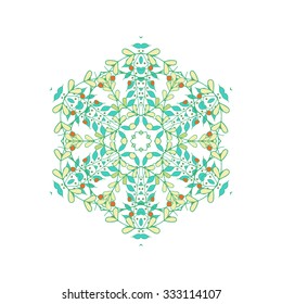 Gorgeous symmetrical patchwork pattern. Colorful floral ornament tiles. For different design uses, as wallpaper, pattern fills, web page background, surface textures for print and daily production.
