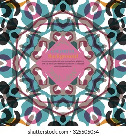 Gorgeous symmetrical pattern with place for text. Colorful floral ornament tiles. Background for web design, printed media or app interface.