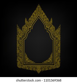 Gorgeous thai mirror; yellow frame pattern of mirror collections on black background