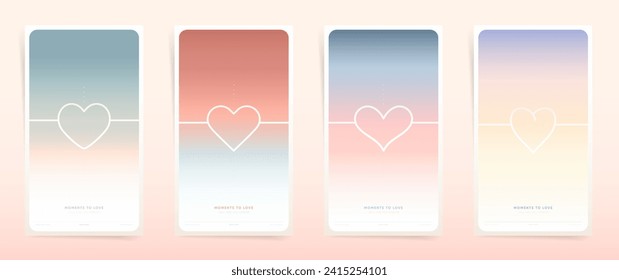 Gorgeous Valentine's Day Vertical Post Templates. Soft Aesthetic with Trendy Y2K Gradients - Romantic Social Media Banners and Silhouette Covers for Modern Love Celebrations