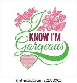 gorgeous - Vector hand drawn lettering phrase with golden glitter. Modern brush calligraphy. Quote for girls room, cards, wall decoration, blogs, posters and social media. Fashion saying.