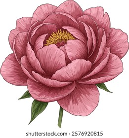 Gorgeous vector image of a peony flower, flower vector for illustrations, fashion print, suitable for printing on bedding and more 