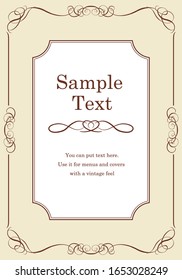 Gorgeous vintage antique ornament border, cover template, calligraphic illustrations, vector data.