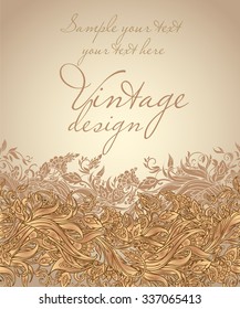 Gorgeous Vintage horizontal seamless pattern with floral ornaments brown beige gentle tones