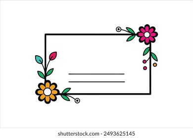 Hermosa Plantilla de invitación de boda con Pequeño borde de flores e ilustraciones de Arte vectorial de diseño de esquina.