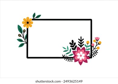 Hermosa Plantilla de invitación de boda con Pequeño borde de flores e ilustraciones de Arte vectorial de diseño de esquina.