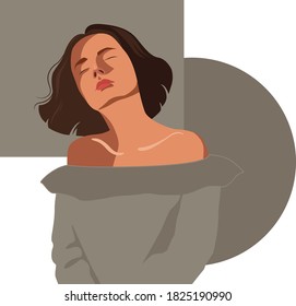 gorgeous woman face fashion illustration. female portrait. Beautiful, young woman . Vector illustration