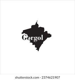 Gorgol map and black lettering design on white background