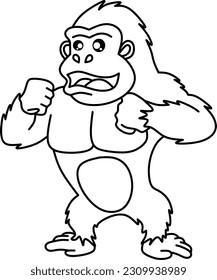 Gorila line art coloring book page 
