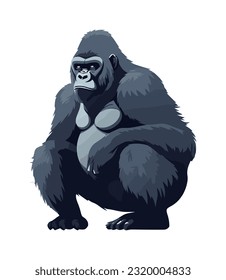 Gorila mascot sitting icon isolated