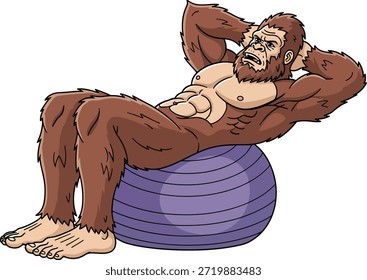 Gorila Ab Crunch Ejercicio de estabilidad de la bola Ilustración