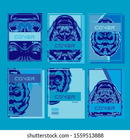 Gorilla abstract cover. Design template cover, poster, brochure set. Retro style. A4 format. EPS 10 vector