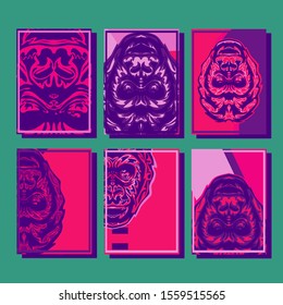Gorilla abstract cover. Design template cover, poster, brochure set. Retro style. A4 format. EPS 10 vector
