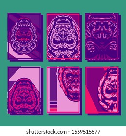 Gorilla abstract cover. Design template cover, poster, brochure set. Retro style. A4 format. EPS 10 vector