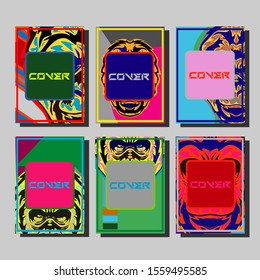 Gorilla abstract cover. Modern abstract background. A set of modern abstract covers. Creative popart triangle element vector. Geometric booklet cover template design.

