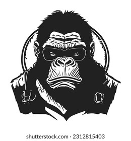 Gorilla advisor in the war with a pissed-off face