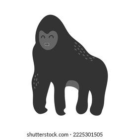 Gorilla African Animals And Wildlife, Isolated Primate Species. Orangutan Or Big Ape. Flat Cartoon, Vector Illustration