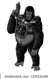 Gorilla With Air Soft Gun