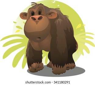 gorilla amongst tropical plants