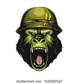 Gorilla Angry Face On Illustration