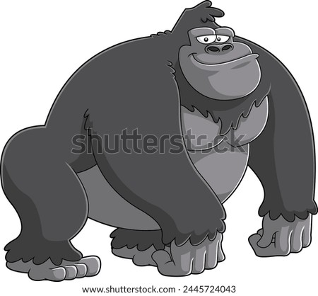 Gorilla Animal Cartoon Character. Vector Hand Drawn Illustration Isolated On Transparent Background