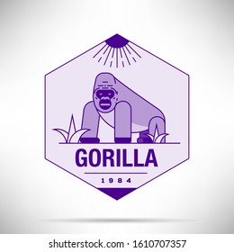 Gorilla Animal Monogram Vector Logo Template 