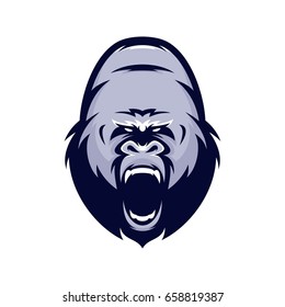 gorilla animal wild head mascot logo vector illustration