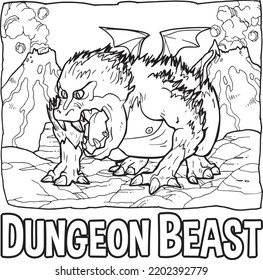 Gorilla Ape Dungeon Dragon Beast Monster Artline Illustration For Kids Coloring Book