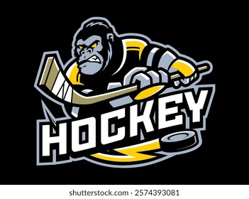 GORILLA APE HOCKEY SPORT MASCOT LOGO