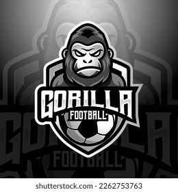 Gorilla ape mascot logo design vector with modern illustration concept style for badge, emblem and tshirt printing. modern gorilla logo illustration for sport, gamer, streamer and esport team.