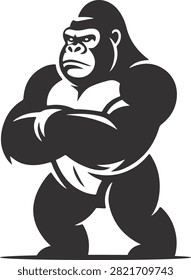 Gorilla ape monkey wildlife mascot silhouette vector illustration, gorilla, ape, monkey, wildlife, mascot, power, icon, symbol, sign
