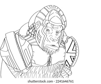 Gorilla in armor. Line art