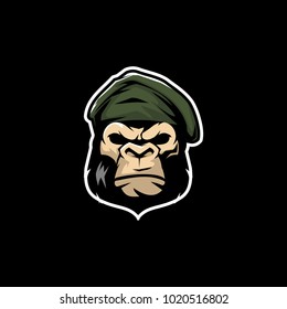 gorilla with Army Caps And Hats or Beret Cap