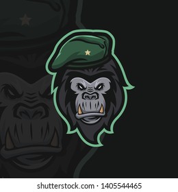 Gorilla In A Army Hat In E Sport Logo Style