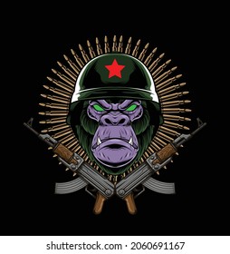 Gorilla army illustration with premium quality stock vector