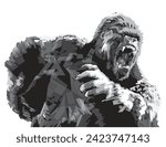 Gorilla art icon logo sign king Kong big ape mouth fang design template vector zoo wild pose force huge fauna 
