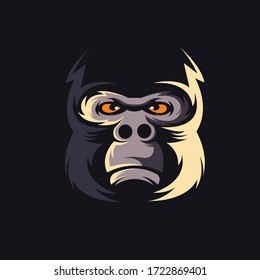 gorilla athletic club vector logo concept isolated on dark background. Modern sport team mascot badge design. E-sports team logo template with gorilla vector illustration