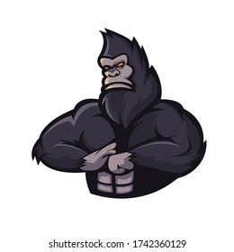 Gorilla athletic club vector logo concept isolated on white background for badge, emblem and t shirt printing. Modern sport team mascot badge design.
