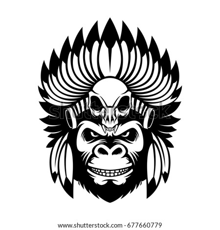 aztec tribal gorilla tattoo