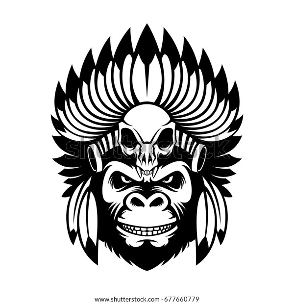 aztec tribal gorilla tattoo