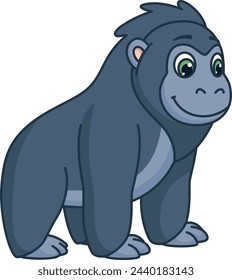 Gorilla baby cartoon animal. African cartoon monkey