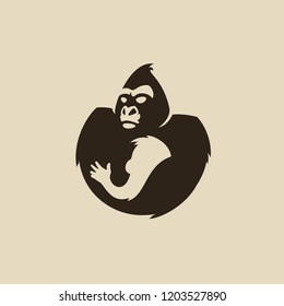 Gorilla with gorilla baby logo