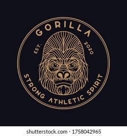 gorilla badge line art logo design