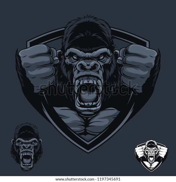 Gorilla Badge Logo Stock Vector (Royalty Free) 1197345691 Shutterstock