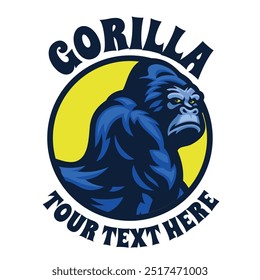 Ilustração do logotipo do mascote do crachá do gorila