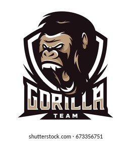 gorilla big foot monkey animal wild mascot sport logo illustration vector 