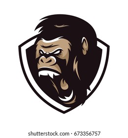 gorilla big foot monkey animal wild mascot sport logo illustration vector 