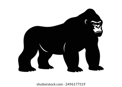 gorilla black Silhouette vector art Illustration with white background