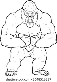 Gorilla Bodybuilder Bodybuilding Animal Vetor Ilustração de Arte Gráfica